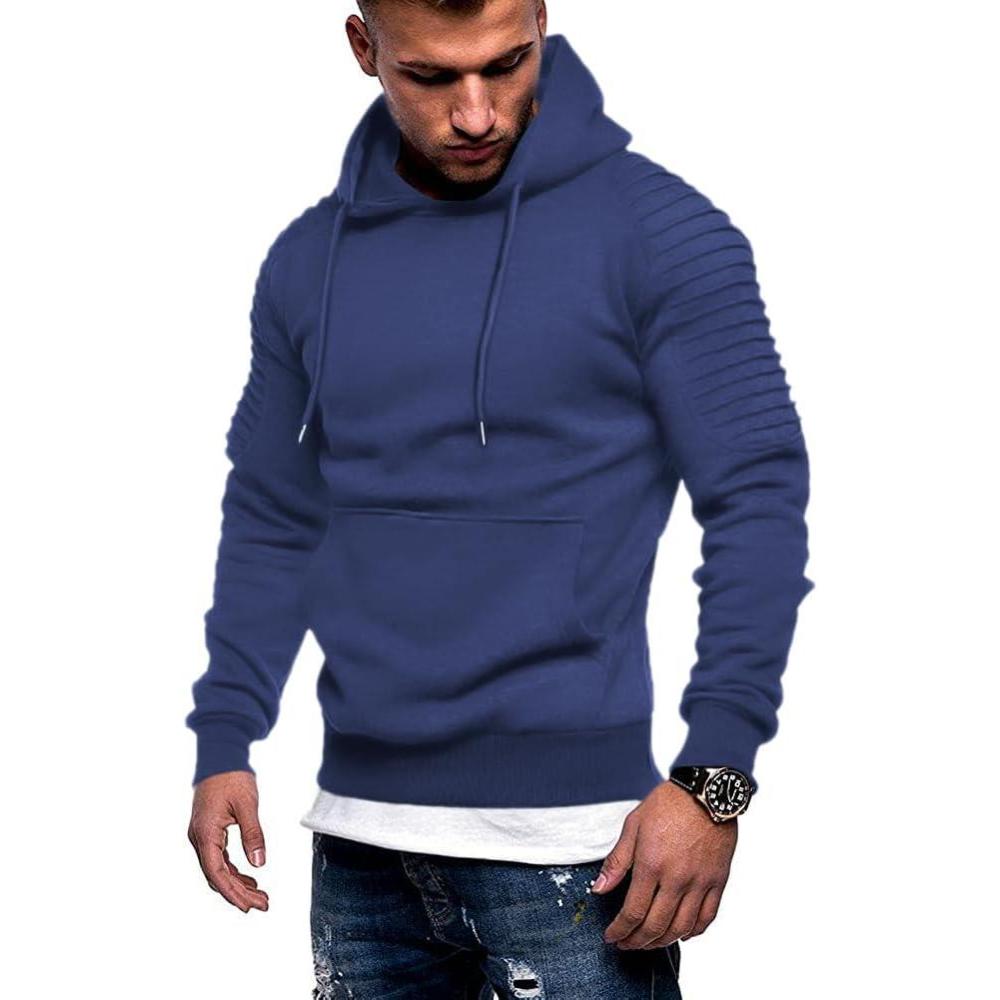 imageCOOFANDY Mens Hoodie Sweatshirts Casual Drawstring Hoodies Fashion Hooded Collar Athletic Pullover with PocketBlue