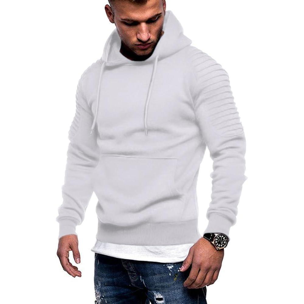 imageCOOFANDY Mens Hoodie Sweatshirts Casual Drawstring Hoodies Fashion Hooded Collar Athletic Pullover with PocketWhite
