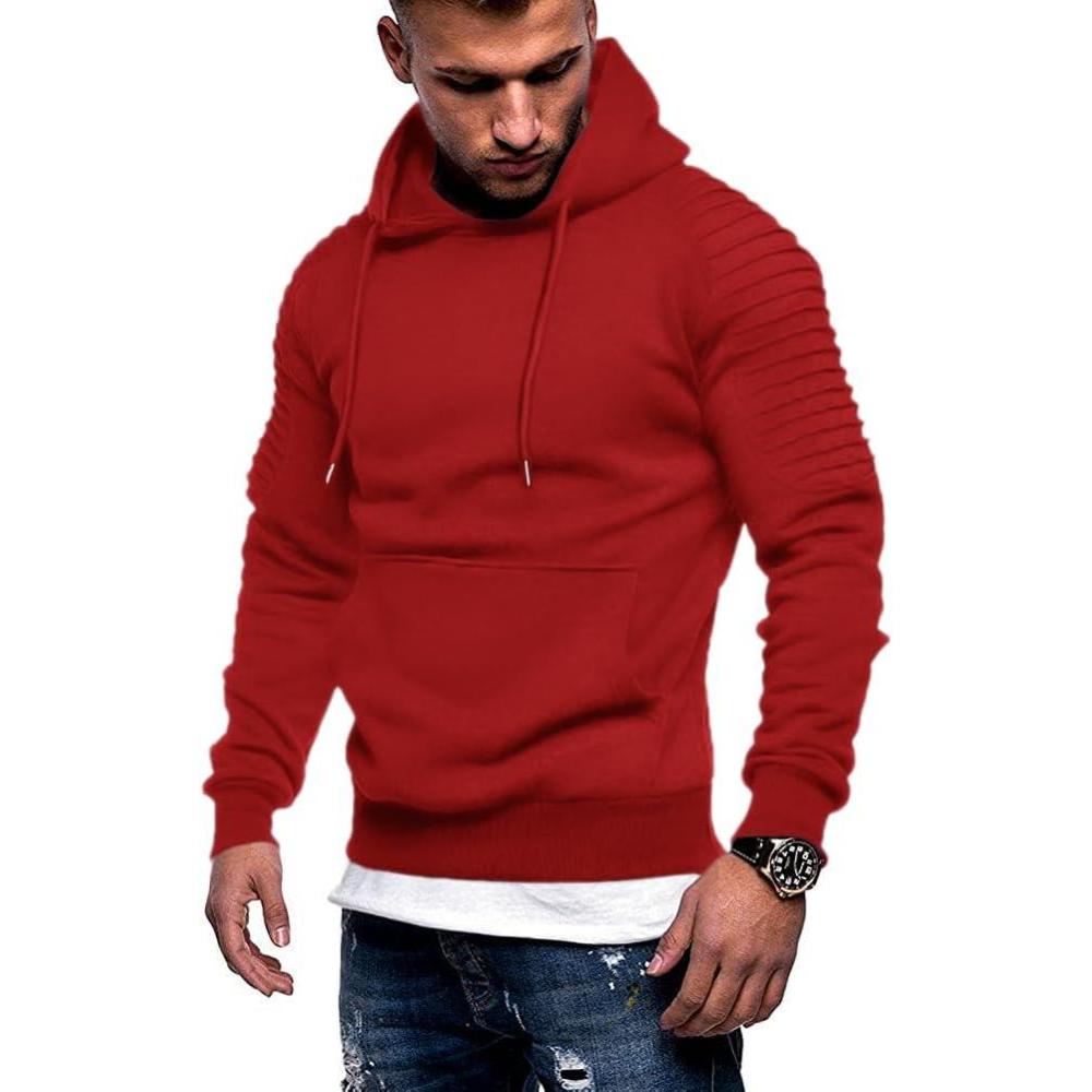imageCOOFANDY Mens Hoodie Sweatshirts Casual Drawstring Hoodies Fashion Hooded Collar Athletic Pullover with PocketWine Red