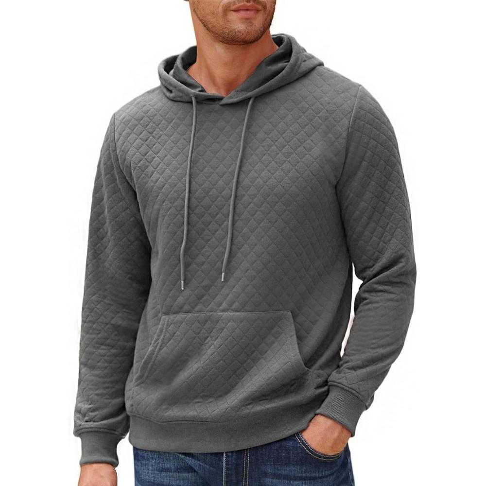 imageCOOFANDY Mens Hoodies Pullover Long Sleeve Casual Fashion Sweatshirts Drawstring Gym Hooded Shirt with Kanga PocketDark Grey