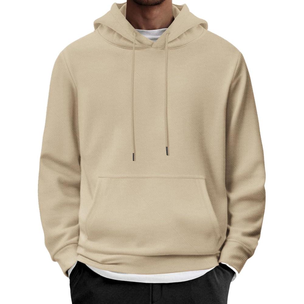 imageCOOFANDY Mens Hoodies Pullover Long Sleeve Casual Fashion Sweatshirts Drawstring Gym Hooded Shirt with Kanga PocketKhaki