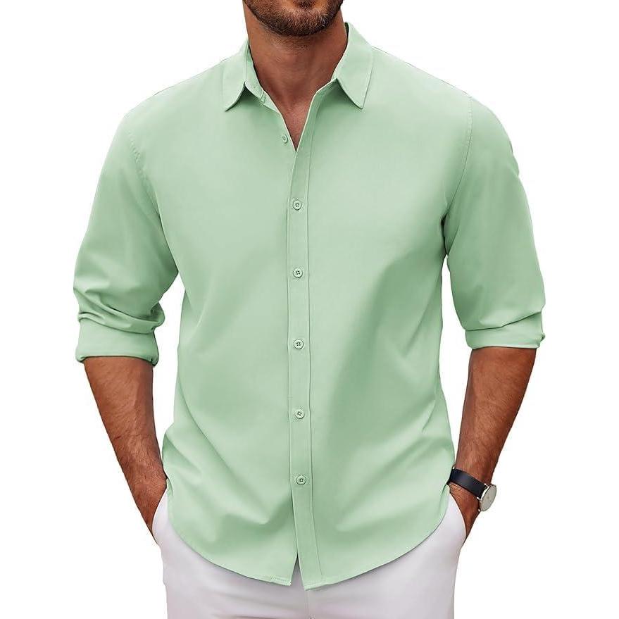 imageCOOFANDY Mens Long Sleeve Button Down Shirts Casual Untucked Dress Shirt Beach Wedding ShirtsLight Gray