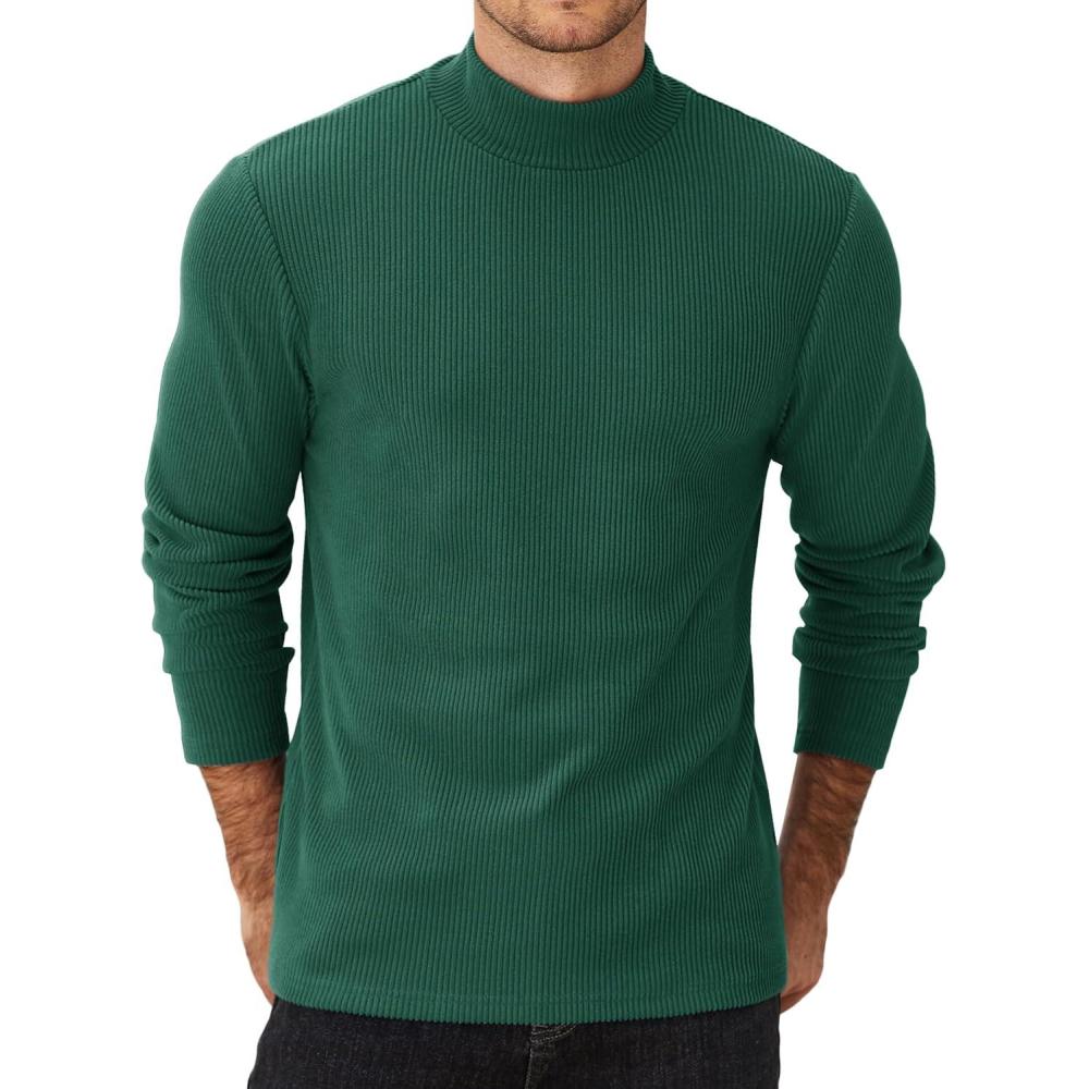 imageCOOFANDY Mens Mock Turtleneck Long Sleeve Shirts Basic Thermal Turtle Neck Undershirt Lightweight Pullover Sweaters TopDark Green