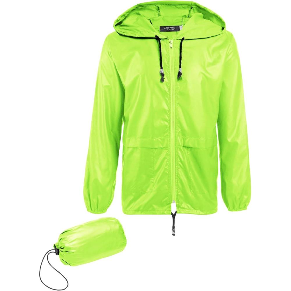 imageCOOFANDY Mens Packable Rain Jacket Lightweight Waterproof Raincoat with Hood Outdoor Rain Gear Travel Hiking CyclingGreen