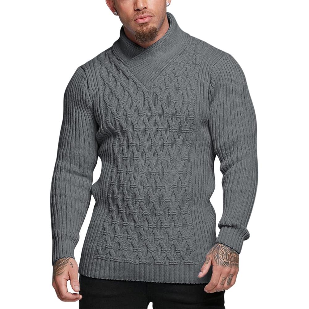 imageCOOFANDY Mens Pullover Sweaters Fashion Diamond Knit Sweater Stylish Knitwear Lightweight JumperDark Grey