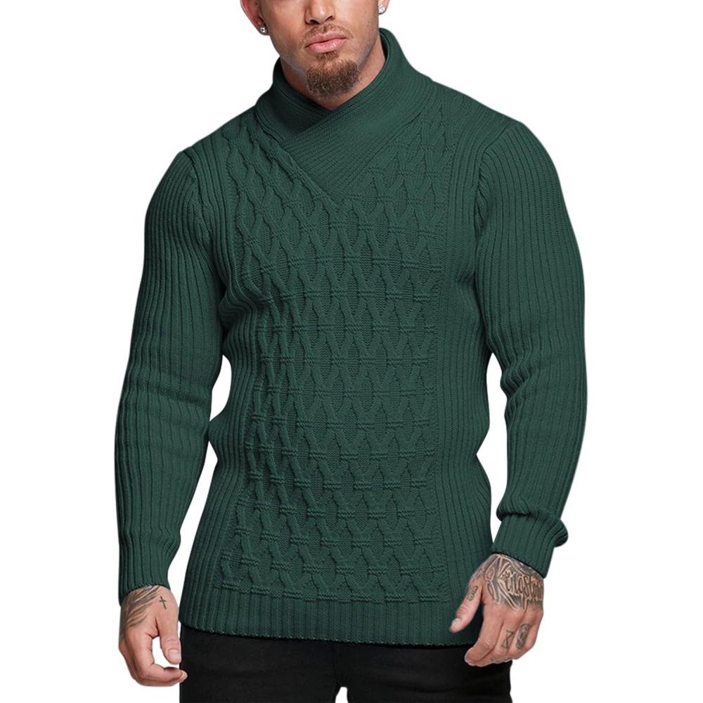 imageCOOFANDY Mens Pullover Sweaters Fashion Diamond Knit Sweater Stylish Knitwear Lightweight JumperGreen