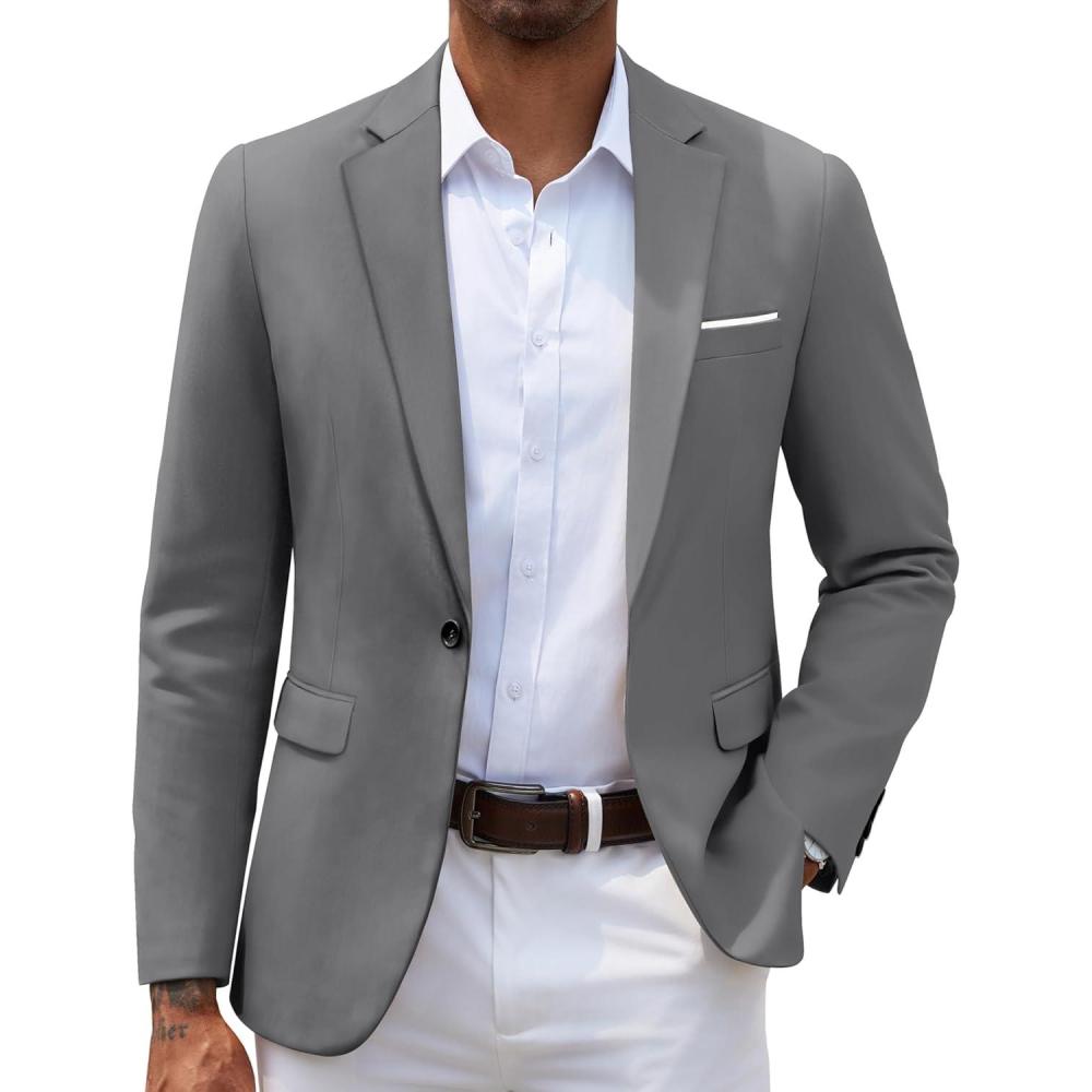 imageCOOFANDY Mens Slim Fit Casual Blazers Lightweight Sport Coats One Button Suit JacketsDark Charcoal