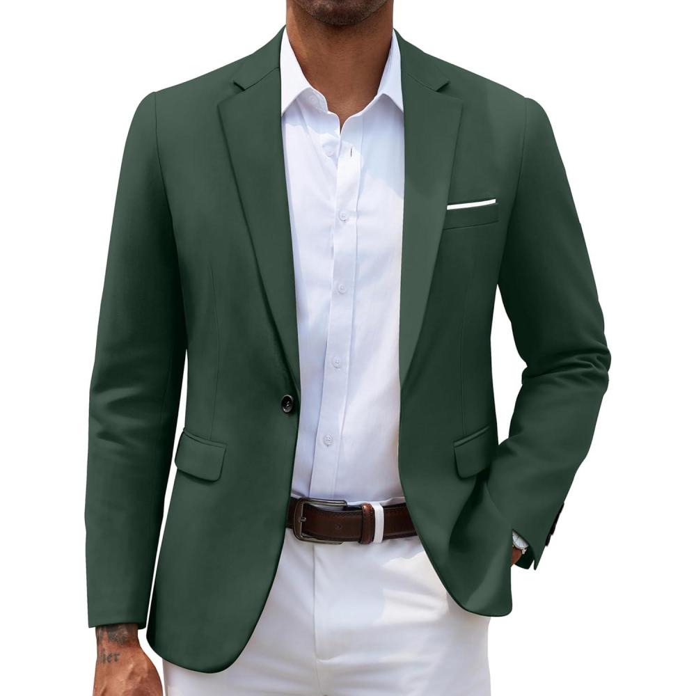 imageCOOFANDY Mens Slim Fit Casual Blazers Lightweight Sport Coats One Button Suit JacketsLight Green