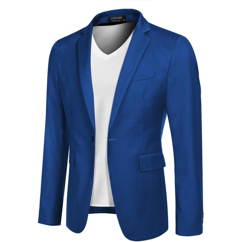 imageCOOFANDY Mens Sport Coat Casual Blazer One Button Business Suit JacketGem Blue