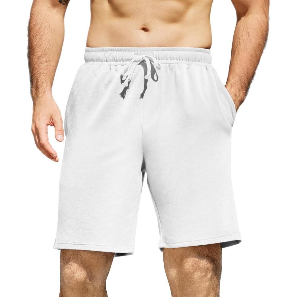 imageCOOFANDY Mens Sweat Shorts 7 Inch Athletic Workout Shorts 2 Pack Casual Lounge Joggers Short Pants with PocketsWhite1 Pack of 1