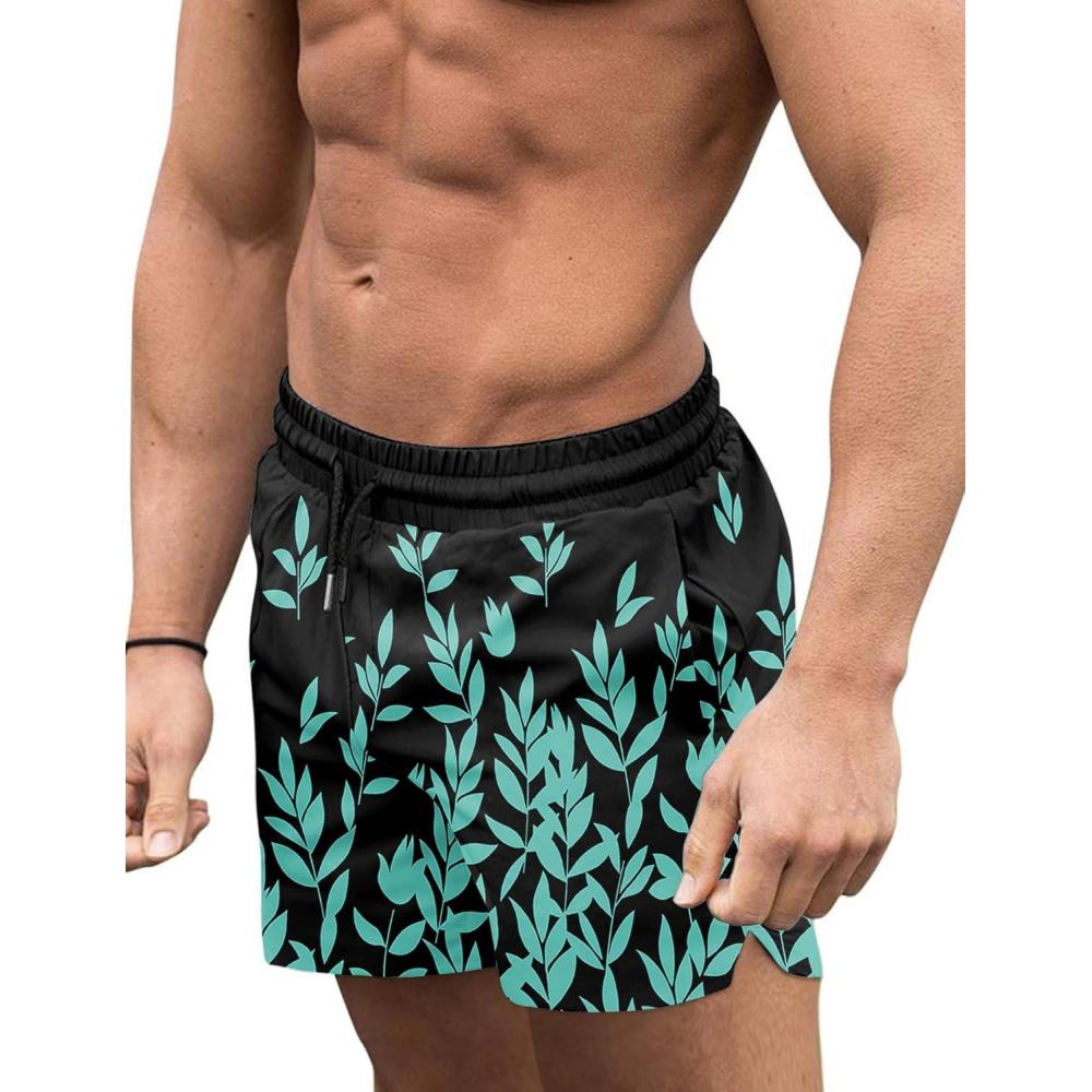 imageCOOFANDY Mens Swim Trunks Quick Dry Board Shorts Swimsuit Swimwear Bathing SuitP Green Floral