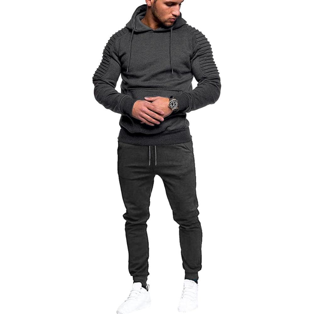imageCOOFANDY Mens Tracksuit 2 Piece Hoodie Sweatsuit Sets Casual Jogging Athletic Suits01dark Gray