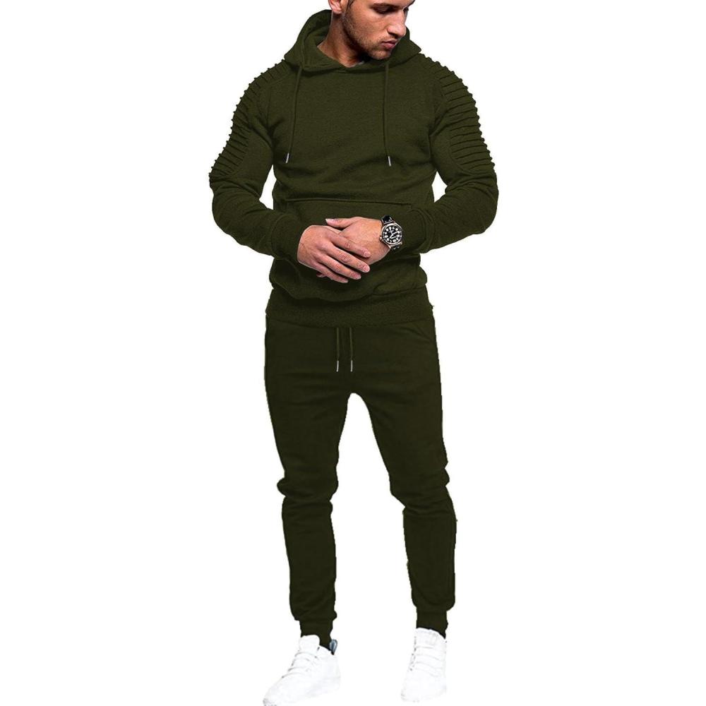 imageCOOFANDY Mens Tracksuit 2 Piece Hoodie Sweatsuit Sets Casual Jogging Athletic SuitsArmy Green