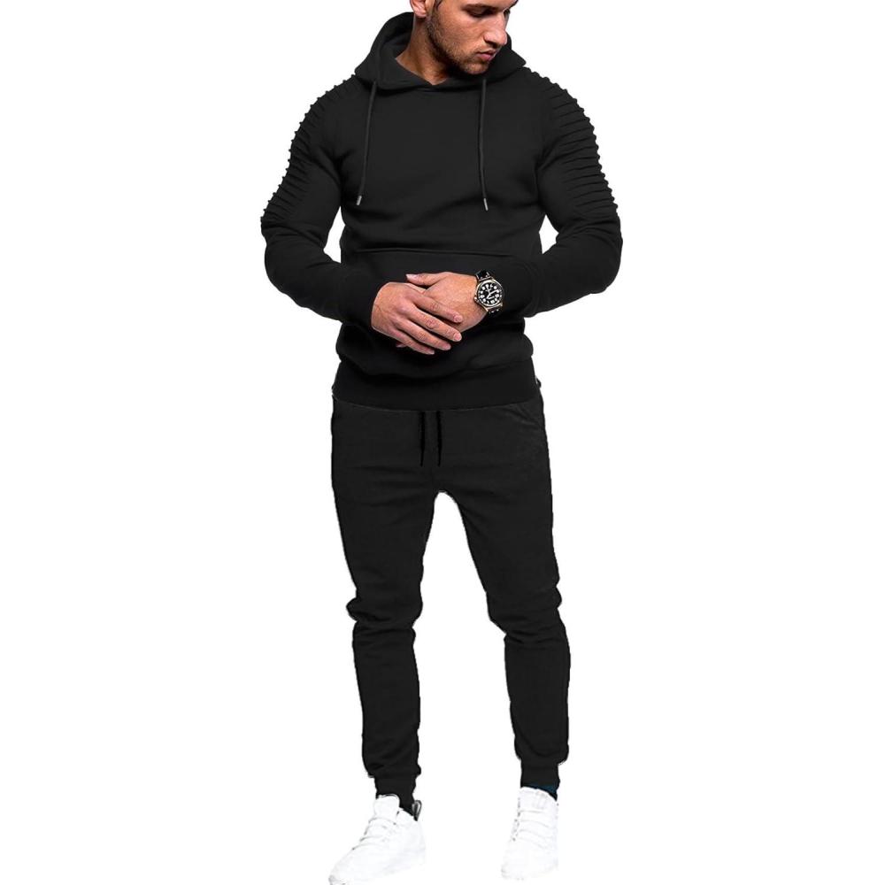 imageCOOFANDY Mens Tracksuit 2 Piece Hoodie Sweatsuit Sets Casual Jogging Athletic SuitsBlack