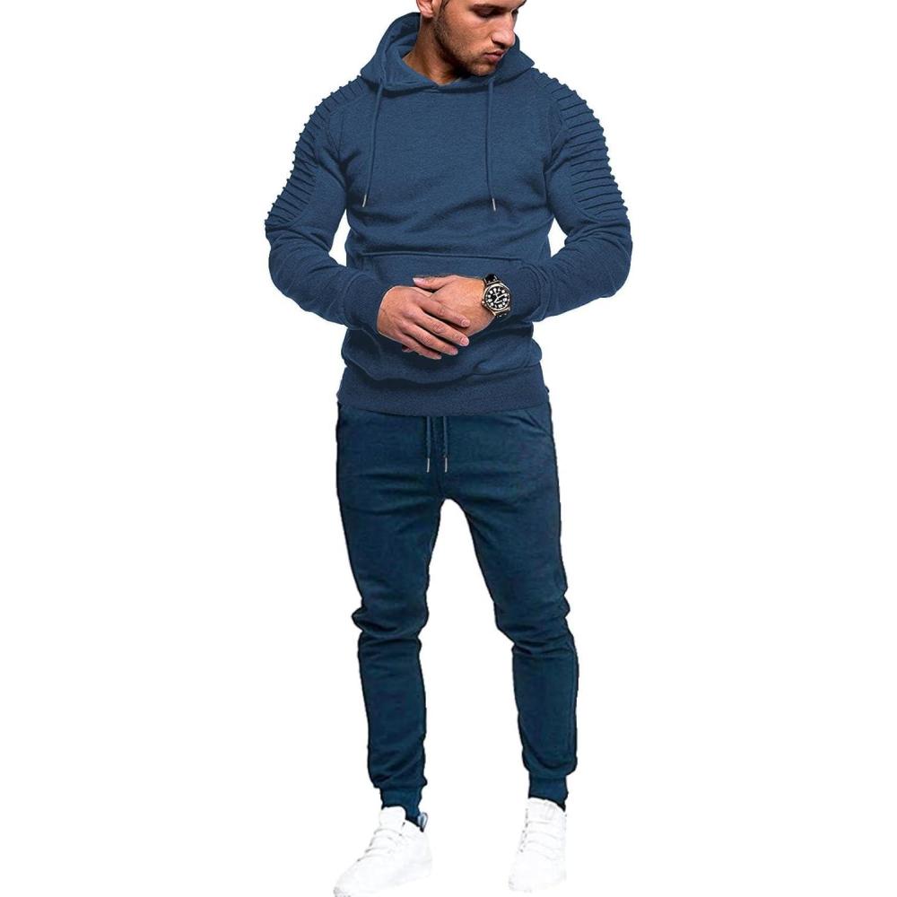imageCOOFANDY Mens Tracksuit 2 Piece Hoodie Sweatsuit Sets Casual Jogging Athletic SuitsBlue Grey