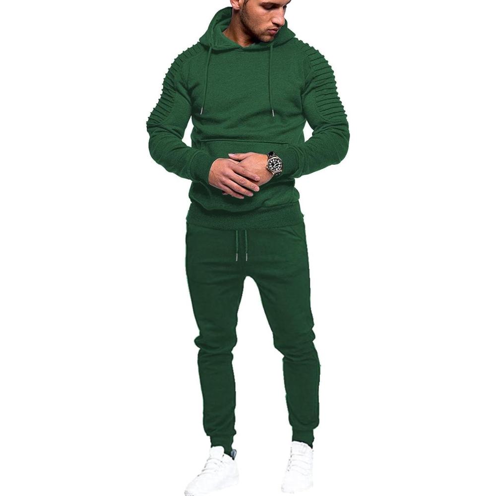 imageCOOFANDY Mens Tracksuit 2 Piece Hoodie Sweatsuit Sets Casual Jogging Athletic SuitsDark Green