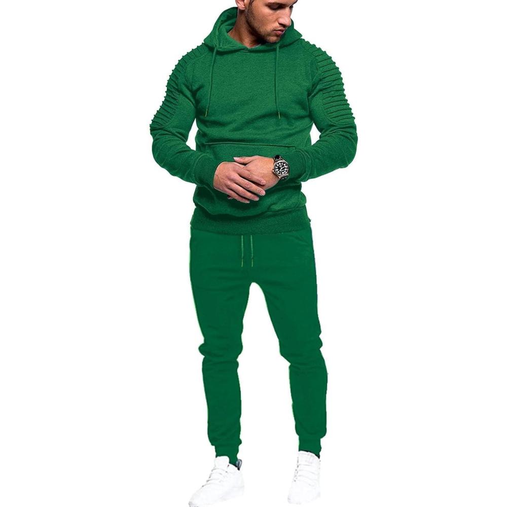 imageCOOFANDY Mens Tracksuit 2 Piece Hoodie Sweatsuit Sets Casual Jogging Athletic SuitsLake Green