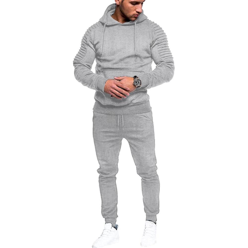 imageCOOFANDY Mens Tracksuit 2 Piece Hoodie Sweatsuit Sets Casual Jogging Athletic SuitsLight Grey