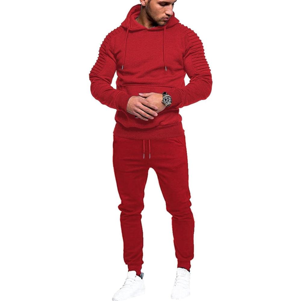 imageCOOFANDY Mens Tracksuit 2 Piece Hoodie Sweatsuit Sets Casual Jogging Athletic SuitsRed