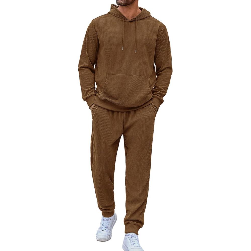 imageCOOFANDY Mens Tracksuit 2 Piece Set Hoodie Sweatsuits Athletic Jogging Suits Casual Sports OutfitsBrown