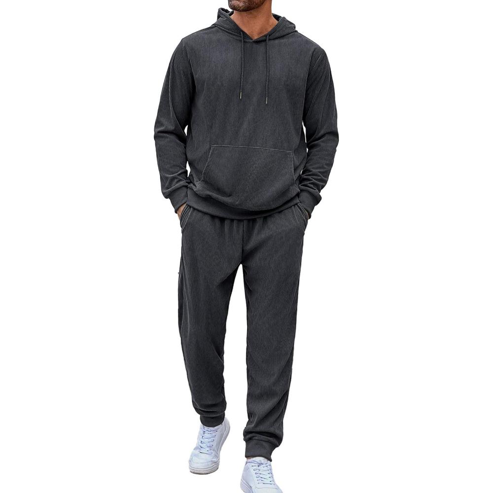 imageCOOFANDY Mens Tracksuit 2 Piece Set Hoodie Sweatsuits Athletic Jogging Suits Casual Sports OutfitsDark Grey