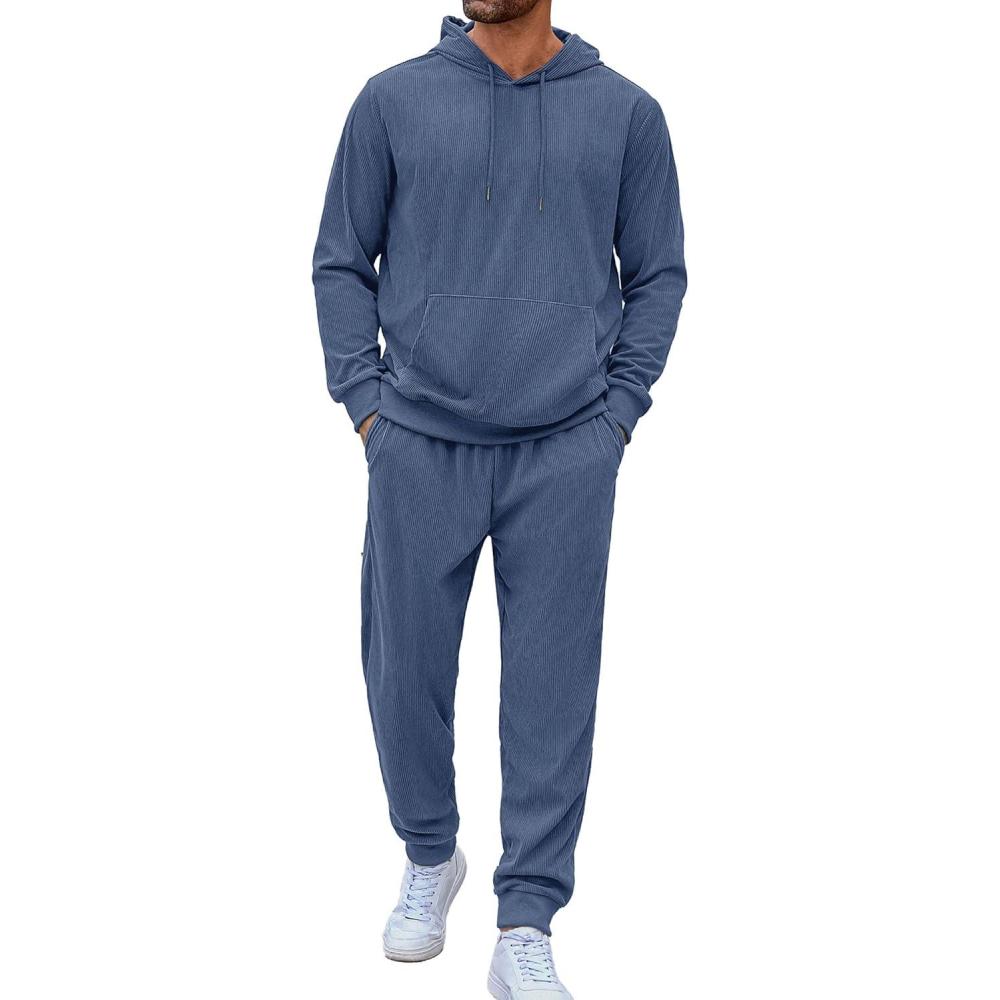 imageCOOFANDY Mens Tracksuit 2 Piece Set Hoodie Sweatsuits Athletic Jogging Suits Casual Sports OutfitsDenim Blue