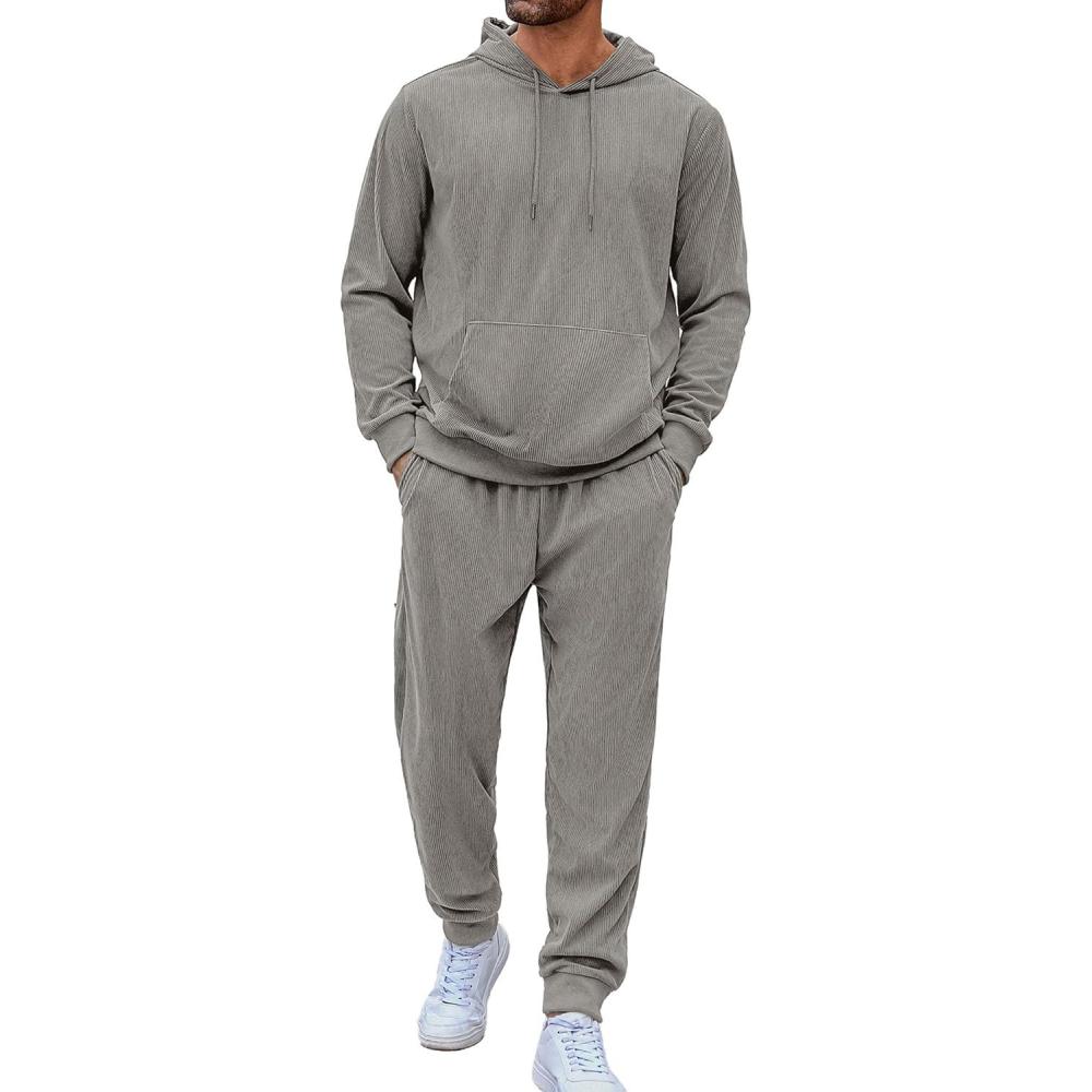 imageCOOFANDY Mens Tracksuit 2 Piece Set Hoodie Sweatsuits Athletic Jogging Suits Casual Sports OutfitsLight Grey