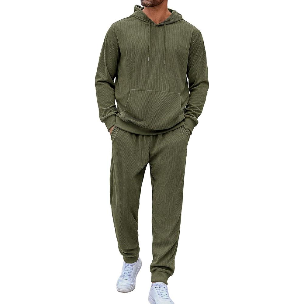imageCOOFANDY Mens Tracksuit 2 Piece Set Hoodie Sweatsuits Athletic Jogging Suits Casual Sports OutfitsOlive Green