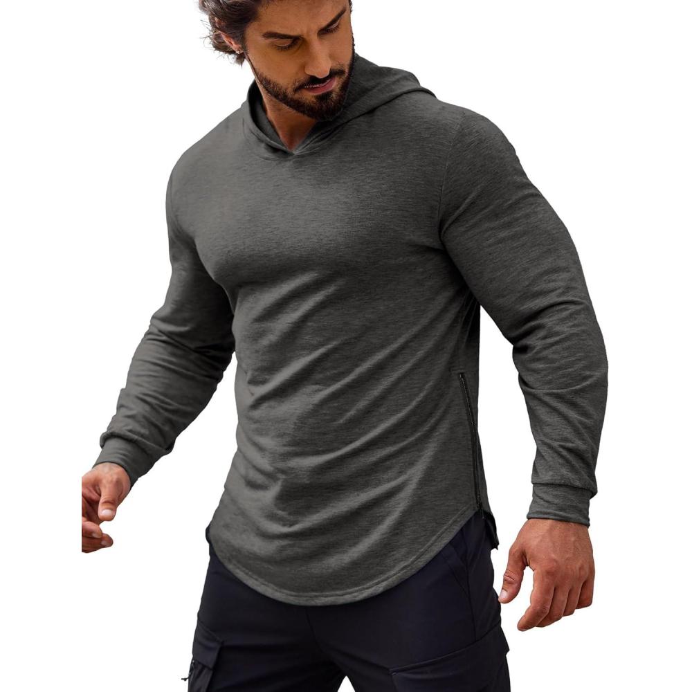 imageCOOFANDY Mens Workout Sweatshirts Long Sleeve Muscle Fit Athletic Gym Hoodies PulloverGrey 1