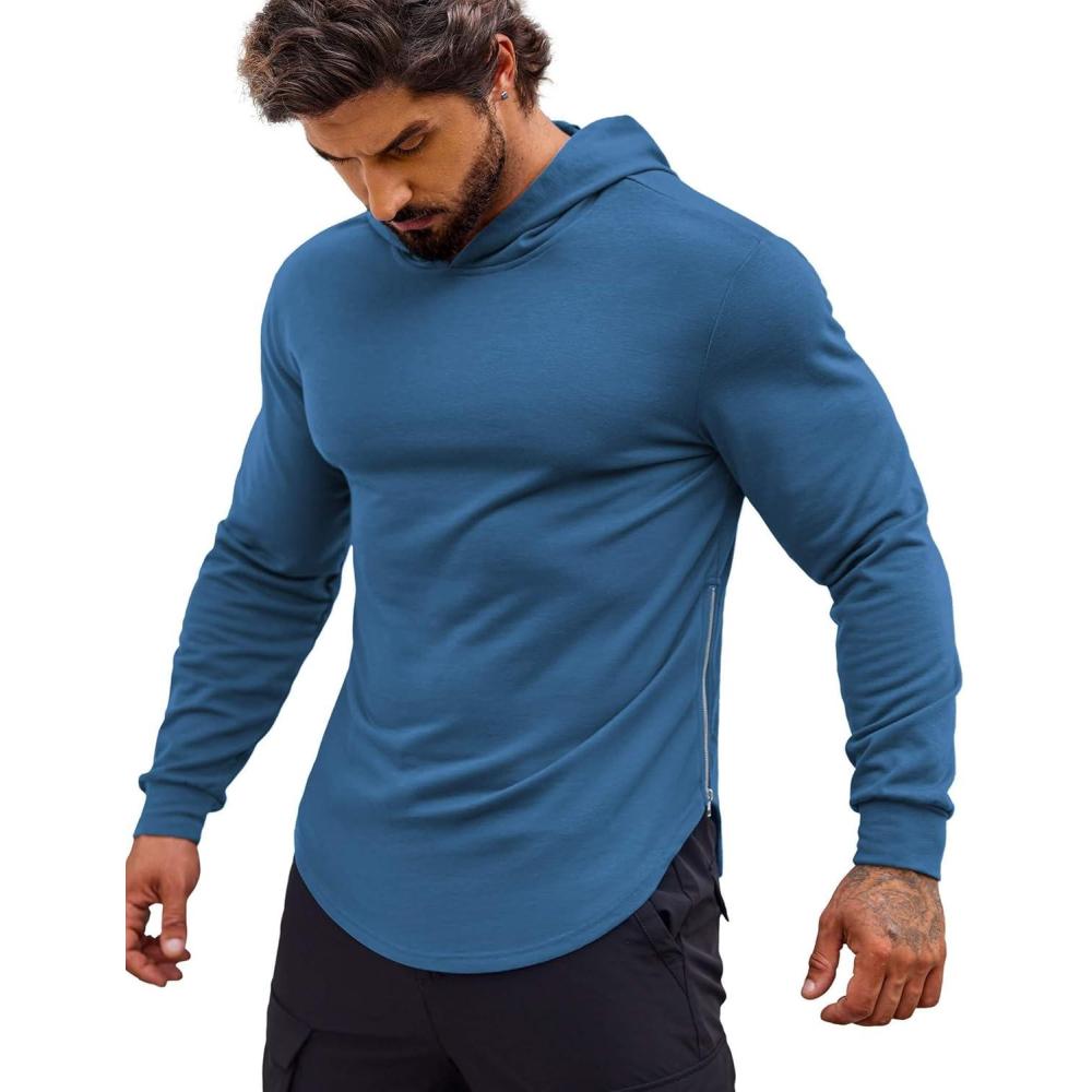 imageCOOFANDY Mens Workout Sweatshirts Long Sleeve Muscle Fit Athletic Gym Hoodies PulloverNavy