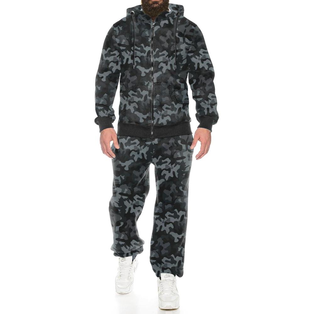 imageCOOFANDY Sweatsuits for Men 2 Piece tracksuit Sets Full Zip Hoodie Sweatpants for Men Casual Sports Jogging Suits S4XLBlack Camo
