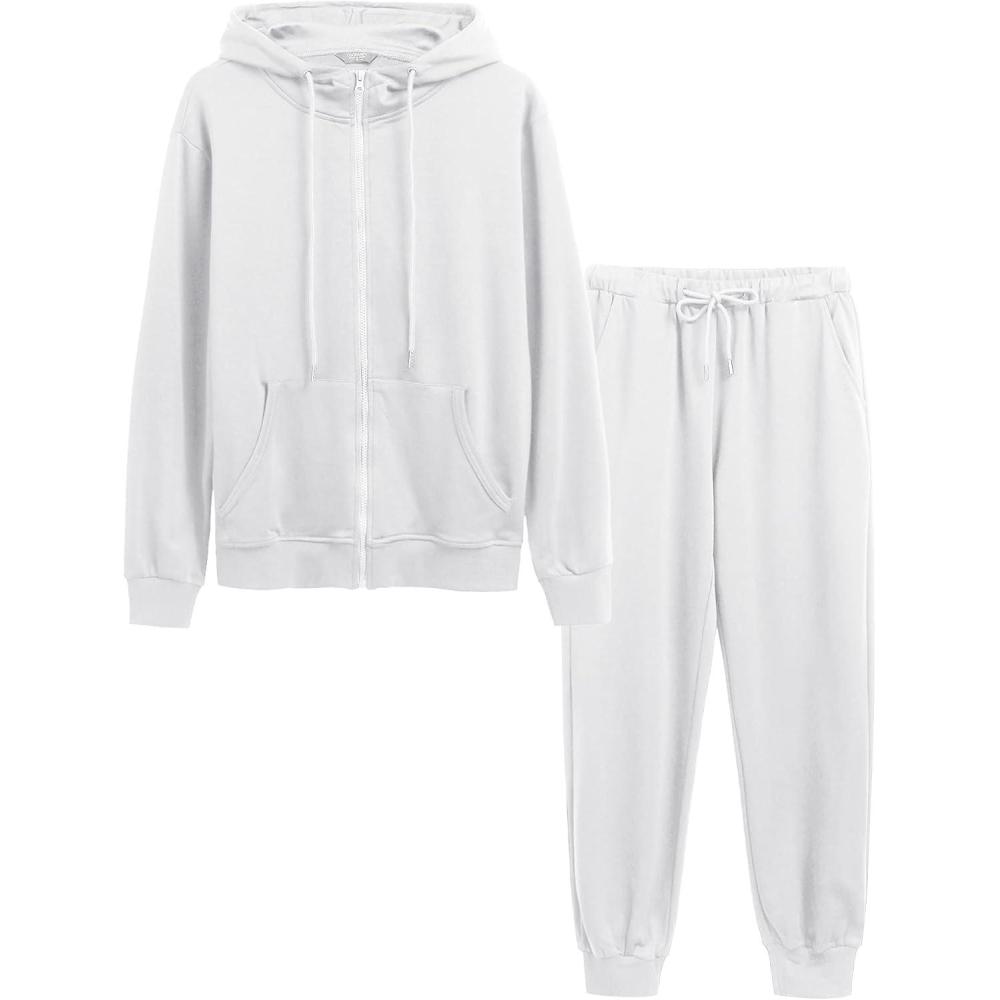 imageCOOFANDY Sweatsuits for Men 2 Piece tracksuit Sets Full Zip Hoodie Sweatpants for Men Casual Sports Jogging Suits S4XLWhite
