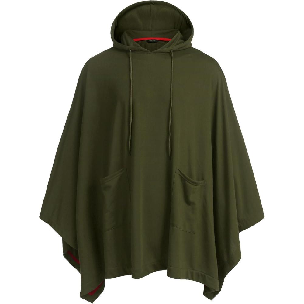 imageCOOFANDY Unisex Casual Hooded Poncho Cape Cloak Fashion Coat Hoodie Pullover with PocketArmy Green