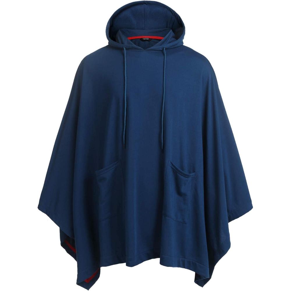 imageCOOFANDY Unisex Casual Hooded Poncho Cape Cloak Fashion Coat Hoodie Pullover with PocketDark Blue
