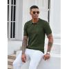 COOFANDY Knit Polo Shirts for Men Short Sleeve Textured Polo Shirt Slim Fit Summer Collared T Shirt with Pocket(Army Green)