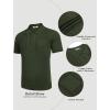 COOFANDY Knit Polo Shirts for Men Short Sleeve Textured Polo Shirt Slim Fit Summer Collared T Shirt with Pocket(Army Green)