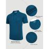 COOFANDY Knit Polo Shirts for Men Short Sleeve Textured Polo Shirt Slim Fit Summer Collared T Shirt with Pocket(Blue)