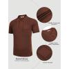 COOFANDY Knit Polo Shirts for Men Short Sleeve Textured Polo Shirt Slim Fit Summer Collared T Shirt with Pocket(Brown)