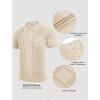 COOFANDY Knit Polo Shirts for Men Short Sleeve Textured Polo Shirt Slim Fit Summer Collared T Shirt with Pocket(Cream)