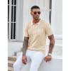COOFANDY Knit Polo Shirts for Men Short Sleeve Textured Polo Shirt Slim Fit Summer Collared T Shirt with Pocket(Cream)