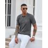 COOFANDY Knit Polo Shirts for Men Short Sleeve Textured Polo Shirt Slim Fit Summer Collared T Shirt with Pocket(Dark Grey)