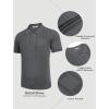 COOFANDY Knit Polo Shirts for Men Short Sleeve Textured Polo Shirt Slim Fit Summer Collared T Shirt with Pocket(Dark Grey)