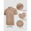 COOFANDY Knit Polo Shirts for Men Short Sleeve Textured Polo Shirt Slim Fit Summer Collared T Shirt with Pocket(Khaki)