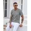 COOFANDY Knit Polo Shirts for Men Short Sleeve Textured Polo Shirt Slim Fit Summer Collared T Shirt with Pocket(Light Grey)