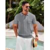 COOFANDY Knit Polo Shirts for Men Short Sleeve Textured Polo Shirt Slim Fit Summer Collared T Shirt with Pocket(Light Grey)