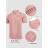 COOFANDY Knit Polo Shirts for Men Short Sleeve Textured Polo Shirt Slim Fit Summer Collared T Shirt with Pocket(Pink)