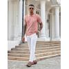 COOFANDY Knit Polo Shirts for Men Short Sleeve Textured Polo Shirt Slim Fit Summer Collared T Shirt with Pocket(Pink)