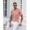 COOFANDY Knit Polo Shirts for Men Short Sleeve Textured Polo Shirt Slim Fit Summer Collared T Shirt with Pocket(Pink)