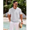 COOFANDY Knit Polo Shirts for Men Short Sleeve Textured Polo Shirt Slim Fit Summer Collared T Shirt with Pocket(White)