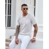 COOFANDY Knit Polo Shirts for Men Short Sleeve Textured Polo Shirt Slim Fit Summer Collared T Shirt with Pocket(White)